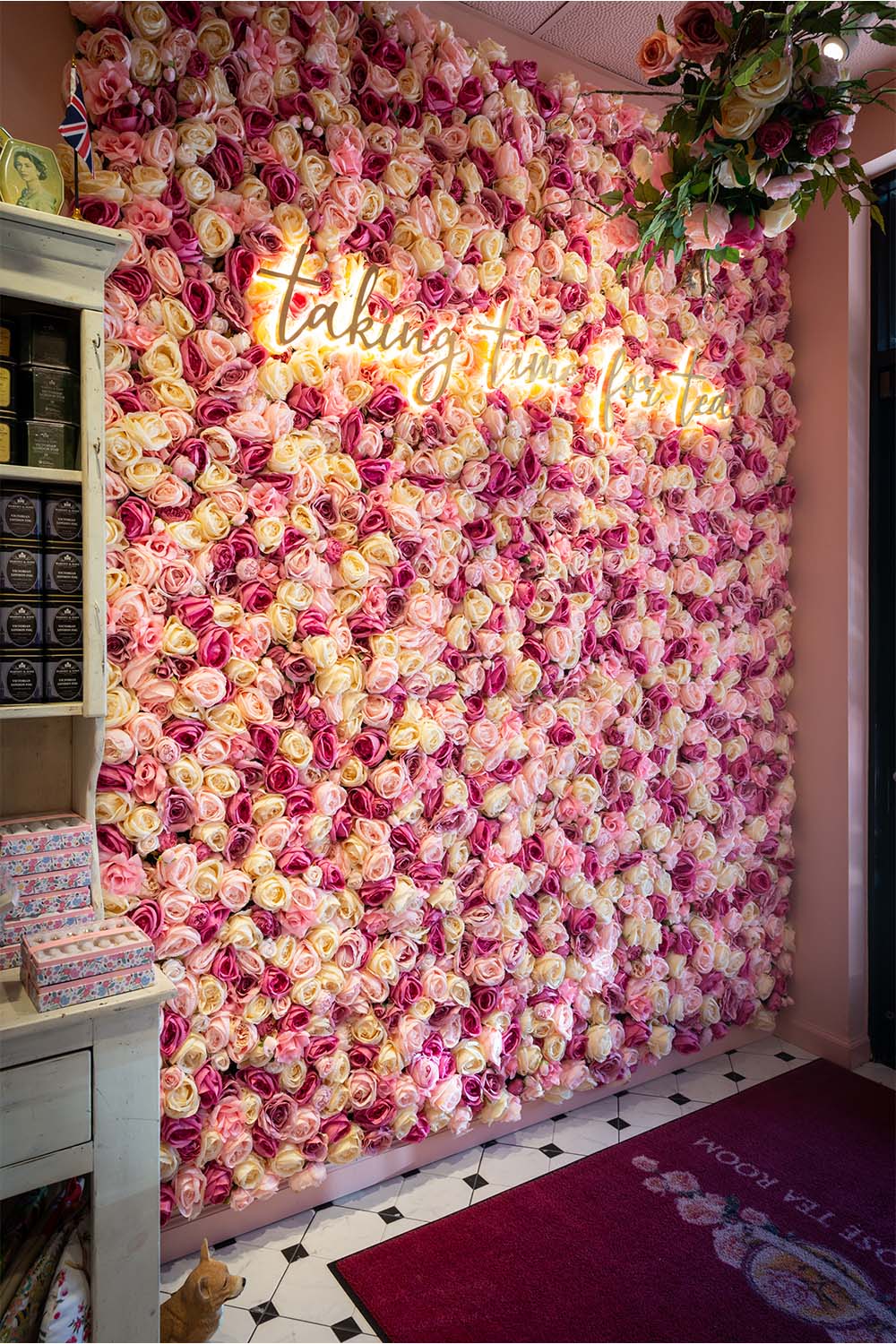 english rose tea room social media wall